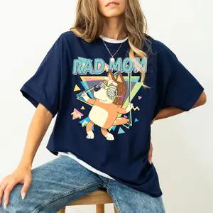 Retro Rad Mom Bluey Couple Shirt Bluey Rad Mom Bluey Family T-Shirt