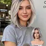 Topshe 13x6 Women's Lace Gradual Wig, Dark Root to Silver Gold Bob Cut, Glue-Free Non-Slip Silicone Band, Fashion Hair Accessory