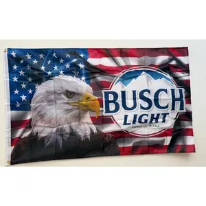 Busch Light Beer American Bald Eagle USA 3x5 Ft Flag Banner Bar Decor