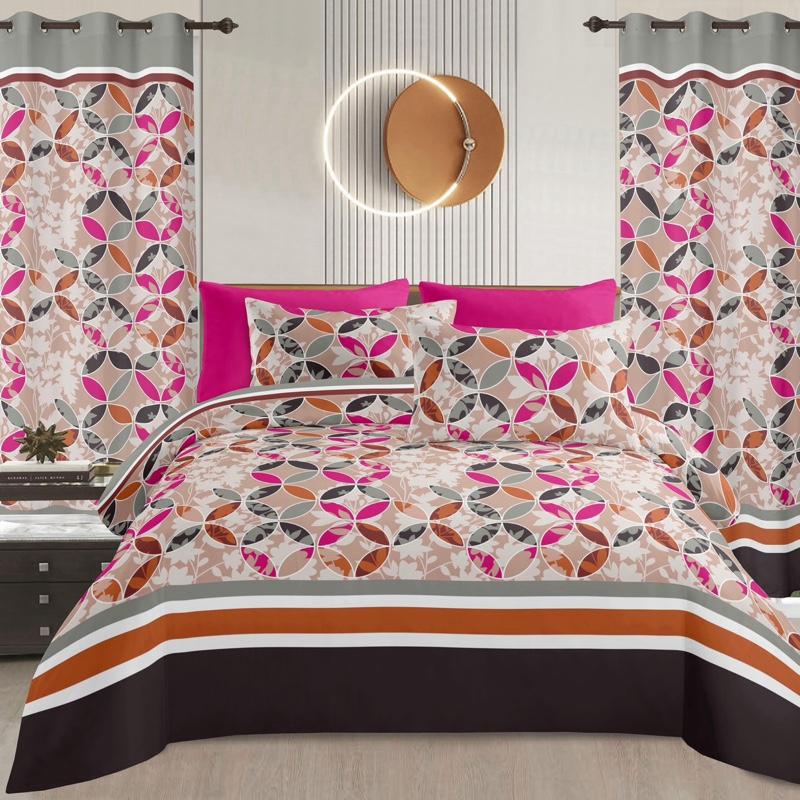 8 pcs  Floral Bedsheets with Curtains Comfortable Durable Material for Any Bedroom