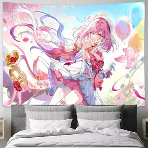XXL Cool Honkai Impact 3rd Gaming Cute Girl Elysia Tapestry Decoration Bedroom Dormitory Background Living Room Club Tapestry