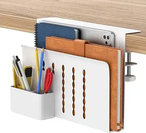 2026 Desk Laptop Holder with Magnetic Pen Holder,Steel Side Desk Organizer, Fits Flat Edge Tables 0.3" to 2.8",No Drill Laptop Holder,Back to School Supplies