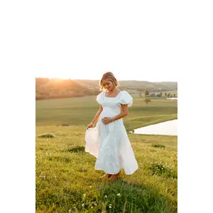 Annette Puff Sleeve Shirred Midi Dress - White