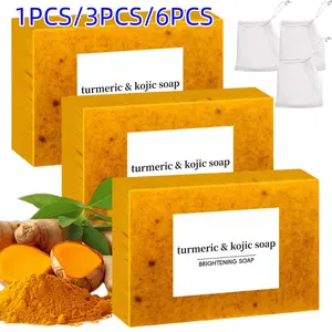 Lemon Turmeric Kojic Acid Soap, BrighteningKojic Acid Soap for Dark Spot Removal, OrganicLemon Body Care Soap, Soap Body Care Cleanser