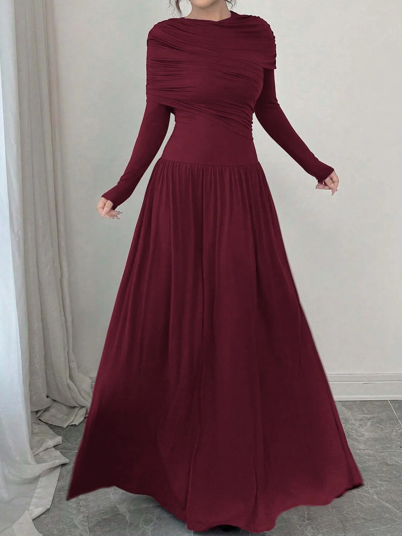 Women's Elegant Chic Plain Long Fitted Dress, Round Neck Long Sleeve Ruffled Waist Hem, All Seasons Fashion for Dating, Formal and Evening Events, Womenswear - TikTok Shop Women's Elegant Chic Plain Long Fitted Dress, Round Neck Long Sleeve Ruffled Waist Hem, All Seasons Fashion for Dating, Formal and Evening Events, Womenswear - TikTok Shop
