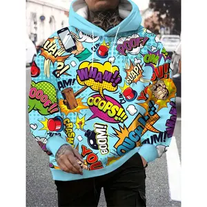 Men's Game Print Hoodie, Fashion Hoodie, Graphic Print Hoodie, Men's Casual Pattern Hoodie, Hoodie with Pockets, Fall and Winter Streetwear as a gift