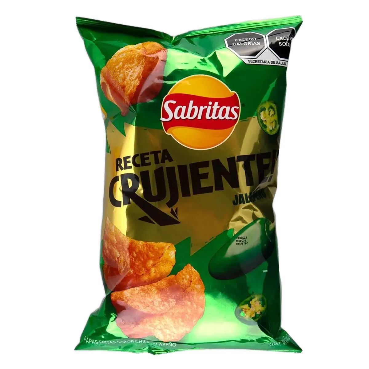 Sabritas Receta Crujiente Jalapeño. Pack of 5 bags of 42 grams each. Sabritas Receta Crujiente Jalapeño. Pack of 5 bags of 42 grams each.