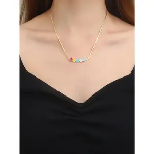 Healing Macaron Smiley Necklace, Soft Temperament Minimalist Design Women's Layering Workwear Necklace