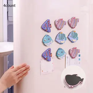 4 cartoon colorful fish fridge magnets creative 3D magnetic sticker personality dopamine soft magnetic delicate versatile fridge magnet - kitchen and office decoration whiteboard sticker, perfect Valentines Day gift