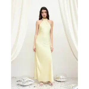 Cider Backless Halter Neck Split Maxi Dress