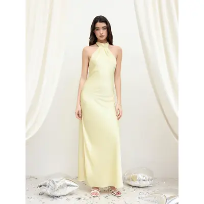 knee length dresses for ladies Side Slit Halter Neck Backless Maxi Dress Sewing Pattern  Patterns For Less