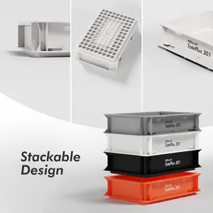 KBDcraft Stackable Storage Box- Heavy-Duty Plastic Organizer Box and Tray with Straight Walls, small plastic bin totes for storage, 12"x8"x3", 0.5Gal