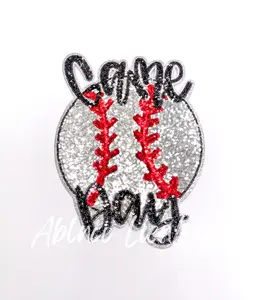Game Day Baseball Embroidery Sequin Patch - Large