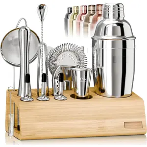 (R) Mixology Bartender Kit Bar Set | 14-  Shaker Set | Martini Barware Mixing Tools for  Bartending | Incl. 35 Recipe Cards |  Set (24oz Cobbler Shaker, /)