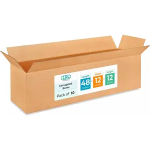 Extra Large Shipping & Moving Boxes 48x12x12 inches (10-Pack) - Extra Strength 200 lb vs Regular - Corrugated Cardboard Boxes for UPS Shipping - Strong Shipping Box - Moving Box by IDL Packaging