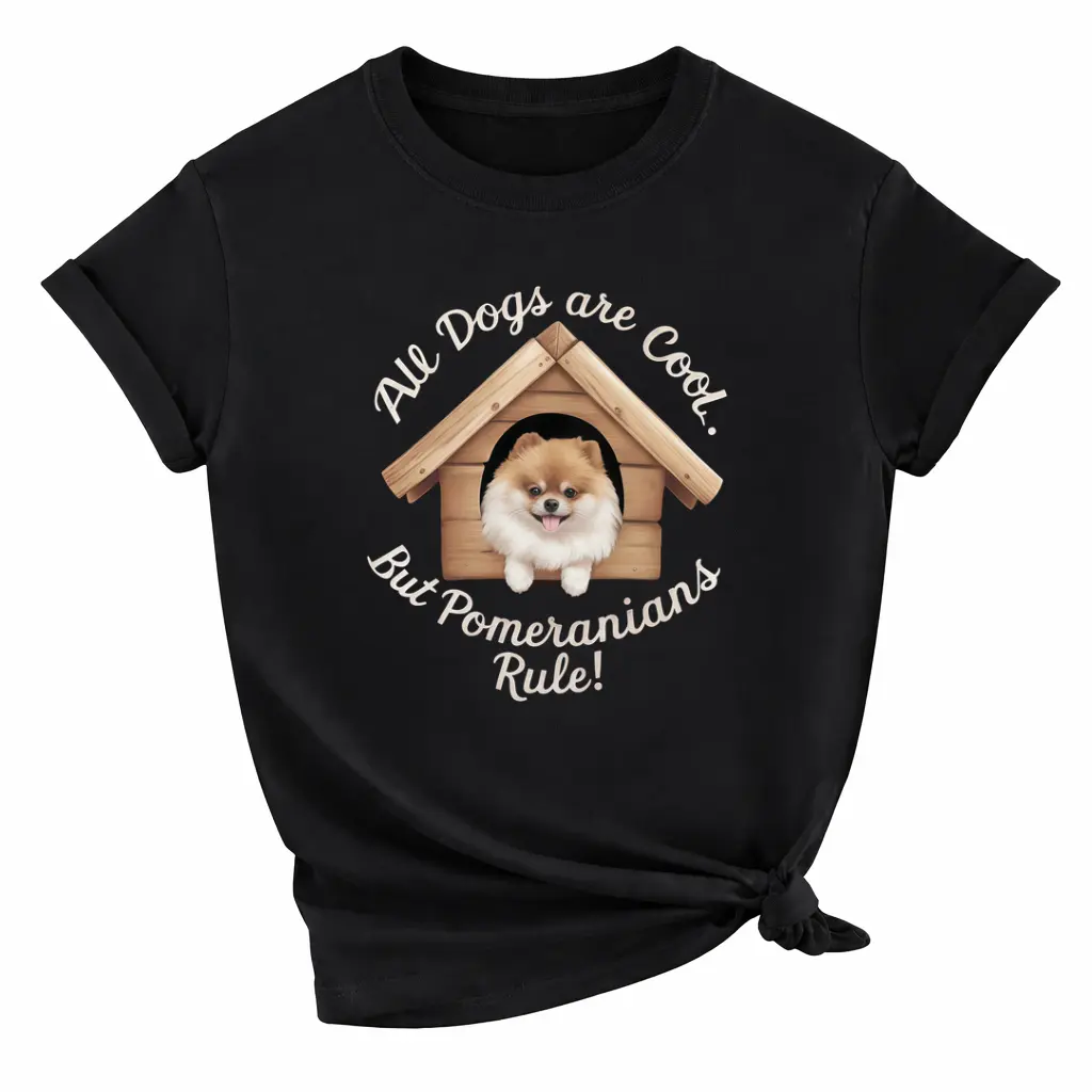 Women'S All Dogs Are Cool Pomeranians Rule Graphic T-Shirt - Soft Round Neck Casual Tee with Pomeranian Dog Lover Design, All-Season Comfort Fit for Casual Attire & Pomeranian Owner Apparel, Women T Shirts, Graphic Tees, Tshirts For Women, Womens Shirts