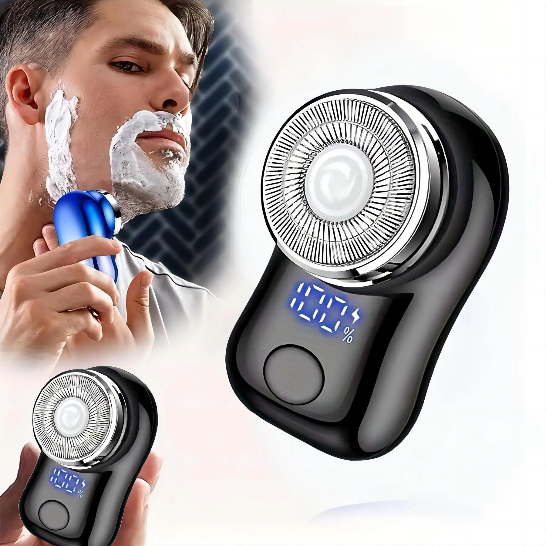 LARGNER-Portable Electric Shaver, Rechargeable Mini Razor, Multifunctional Hair Shaver, Washable Lithium Battery, Pocket Size Travel Essential for Men, Cordless Portable Shaver, Compact Face Shaver