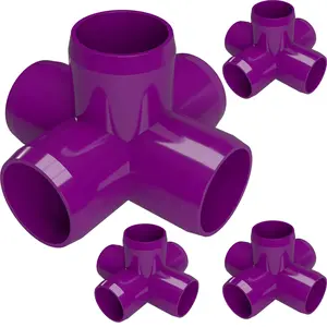 Formufit Purple PVC Fitting for Furniture - 1-1/4" 5-Way Cross, UV-Resistant & Impact-Proof, Made in USA, 1.66” Socket (4-Pack)