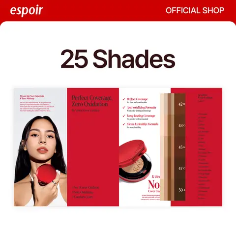 [Espoir Official][Trial Kit] Be Velvet Cover Cushion Foundation 25 Shades Trial Kit | Full Coverage, Zero Oxidation, Lightweight, Semi-matte Finish, Long-lasting | Vegan K-beauty Flawless Complexion Concealer Makeup Cosm maquillaje etic