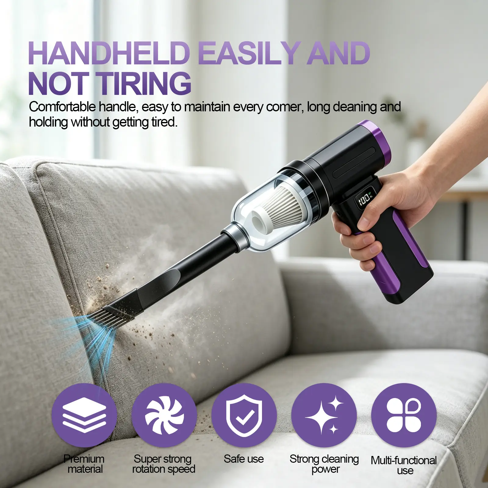 【Back to school】3-in-1 Cleaning Gadget, Electric Air Duster Mini Vacuum Cleaner & Brush Combo Rechargeable Cordless Dust Blower with Multiple Nozzles, Portable Cleaning Tool for Car Interior, Computer Keyboard, Gaming PC, Electronics, Desk, Home, Office,