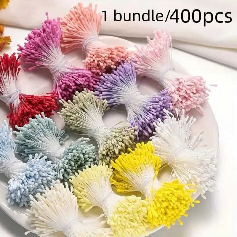400 Multi-Color Artificial Decorative Flower Cores, Soft Texture DIY Floral Material, DIY Floral Decoration, Decorative Artificial Flowers, Ideal for Bouquets, Home Decor, Weddings, Events, Craft Projects