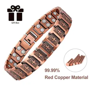 2X Magnetic Bracelet, 99.99% Pure Copper Fashion Personality Cross Retro Men's Bracelet, Adjustable Bracelet