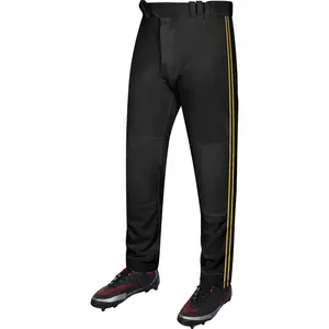 Proline Youth Full Length Baseball Pants with Stripes (Black)