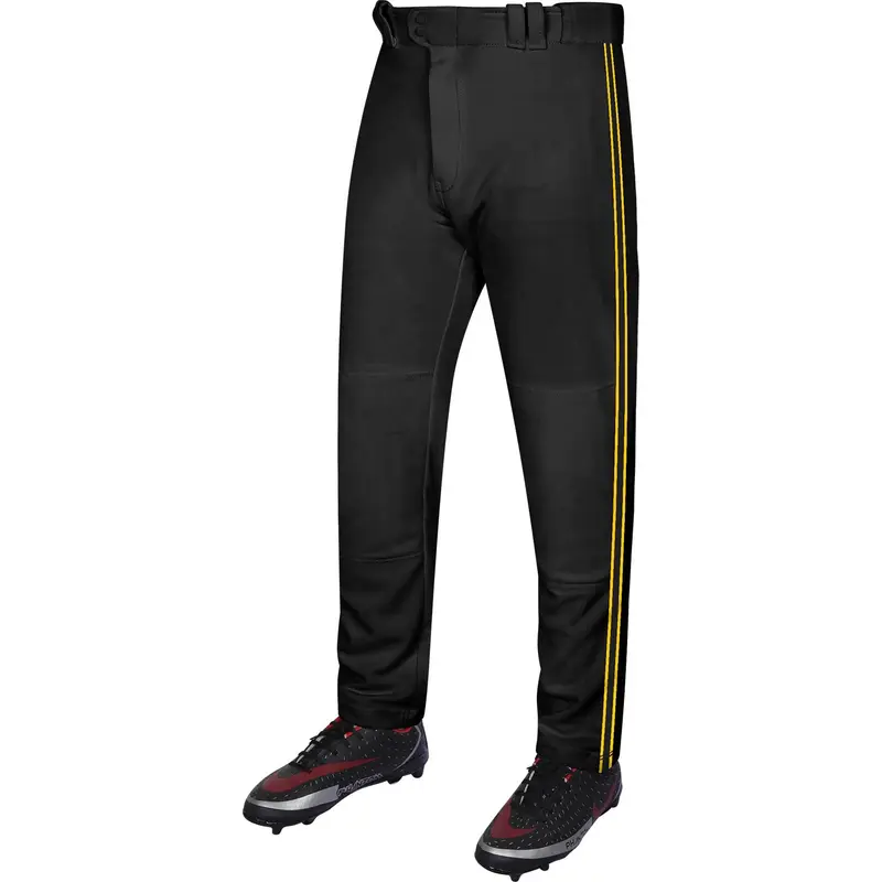 Proline Adult Full Length Baseball Pants with Stripes (Black)