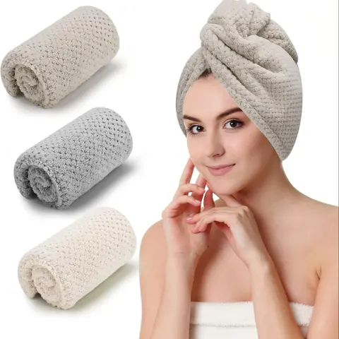 3 PCS Microfiber Hair Towel, Hair Wraps for Women Wet Hair, Fast Drying Hair Turban, Anti Frizz Head Towels Wrap for Curly Hair, Hair Towel Set