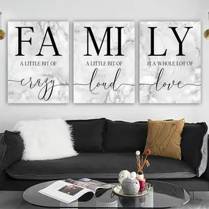 3pcs/Set Wooden Framed, Family Where Life Begins And Crazy, Loud, Love Quotes Wall Art Canvas Poster, Love Quotes Wall Decor, Above Bed,Modern Minimalist Family Signs Country Farmhouse Decor for Living Room Bedroom