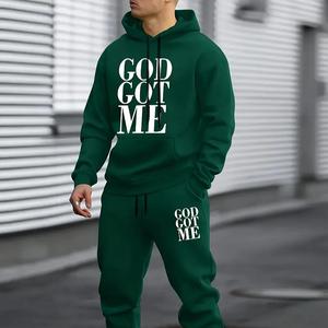 Casual hoodie and sweatpants set, stylish and comfortable long sleeved set, printed design | machine washable
