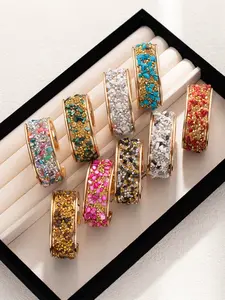 Elegant Wide Band Bracelet with Colorful Stones, Luxurious Vintage Style, Symbolic Wealth and Happiness, Perfect Gift for Friends and Colleagues