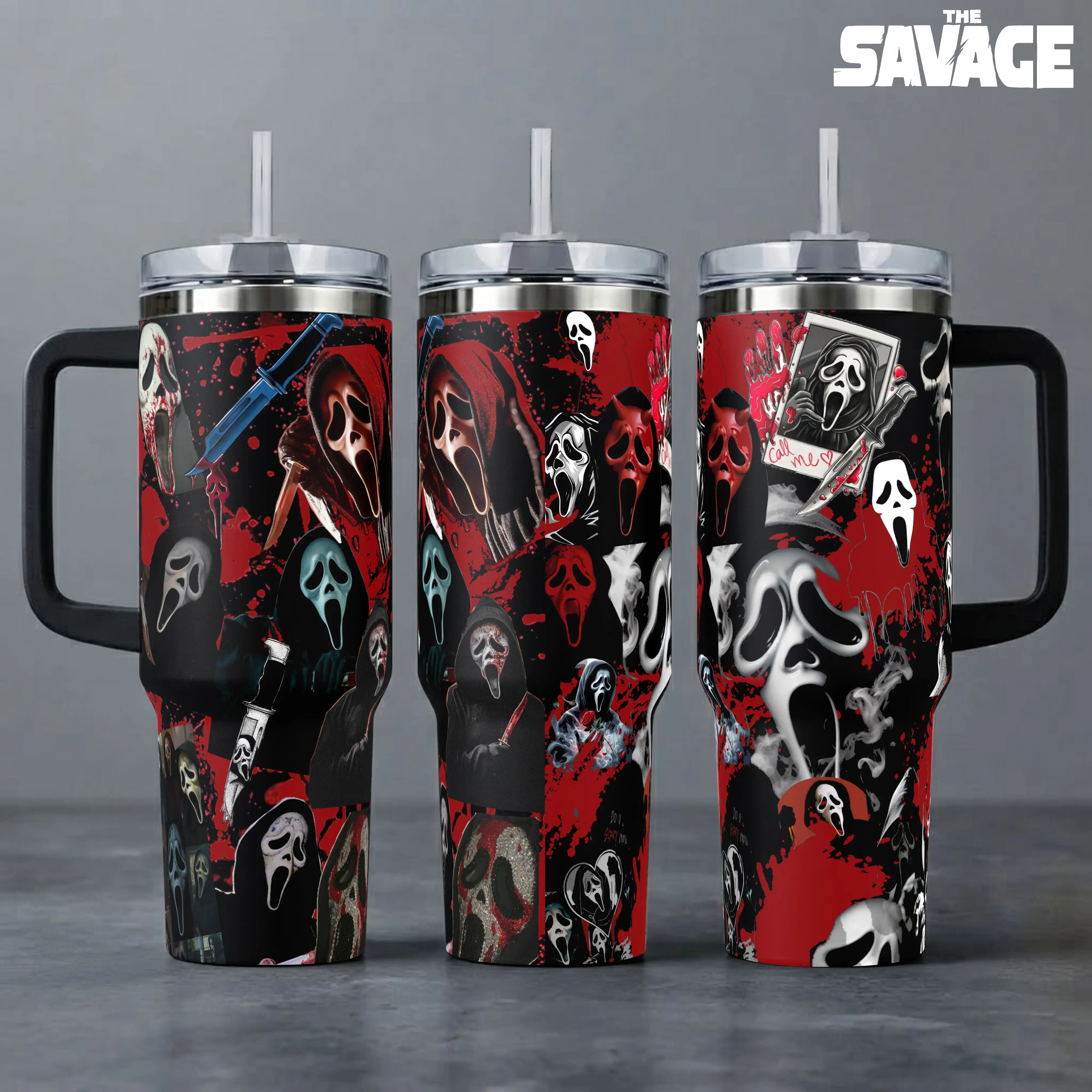 Scream Ghostface Horror Tumbler 40oz 20oz Bloody Scary Movie Cup 40 oz Tumbler With Handle, Tumbler 20oz No Handle, Gifts For Horror Fans