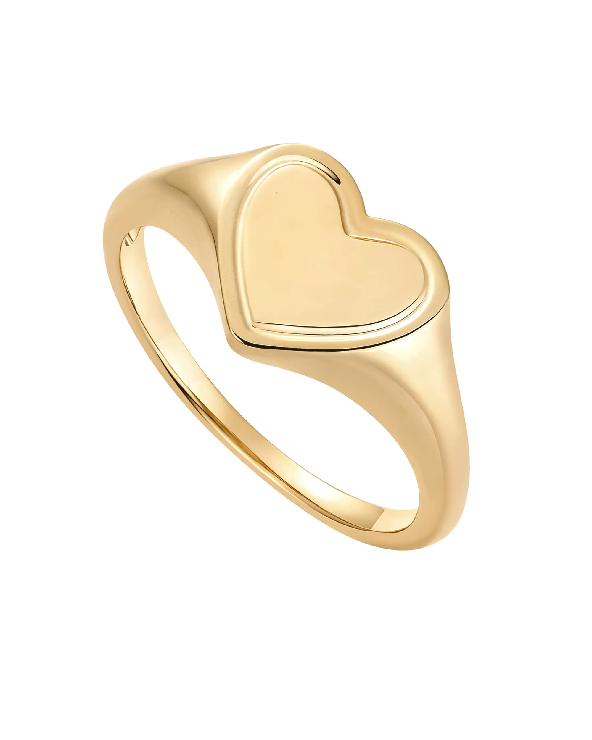 PAVOI 14K Gold Plated Heart Signet Ring for Women - Chunky Love Statement Stackable Band - Friendship Rings