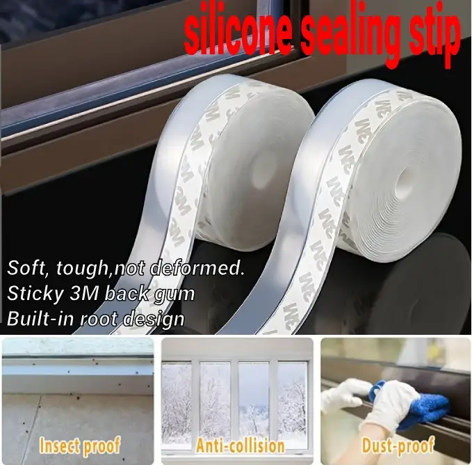 Silicone Sealing Strips Door Gap Sealing Strips Door Window Sealing Silicone Tape for Door Gaps Windproof Rainproof Heat Insulation Soundproof Dustpro