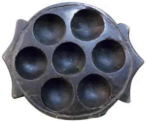 HomeRoots 554701 10 in. Black Cement Seven Tealight Round Candle Holder