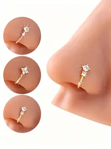 3ps Nose Clip, Unisex Fashion Accessory, No Piercing Required, Copper Material, Casual Style, Suitable for All Seasons