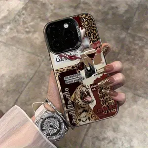 Leopard Lip Print Pattern Laser IMD Apple Phone Case, Compatible with iPhone 17 Air Pro Max iPhone 16 15 14 13 12 11 XS XR X 7 8 12/13 Mini Plus Pro Max SE Birthday/Valentine's Day/Girlfriend Boyfriend Gift/Holiday Gift Protector Screen Protector