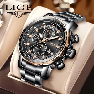LIGE Men's  Casual Business  Quartz Watch, Stainless Steel Strap, 30m Water-Resistant, Luminous for Night Use, Multi-Dial with Calendar.