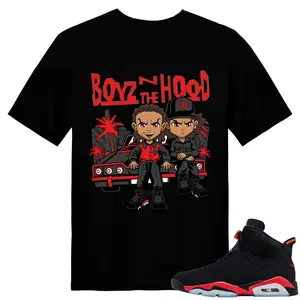 Unisex T-shirt To Match Sneakers Jordan 6 Reverse Infrared - Boondocks-Boyz-N-The-Hood-Parody. 100% Cotton for Casual Wear. Comfortable Summer Unisex T-Shirt to match Jordan Sneaker. Streetwear Style. urban outfitters