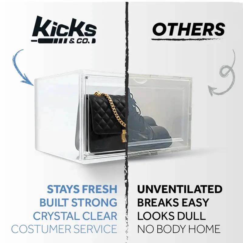 Kicks & Co Clear Shoe Storage Organizer & Shoe Rack Box, Stackable