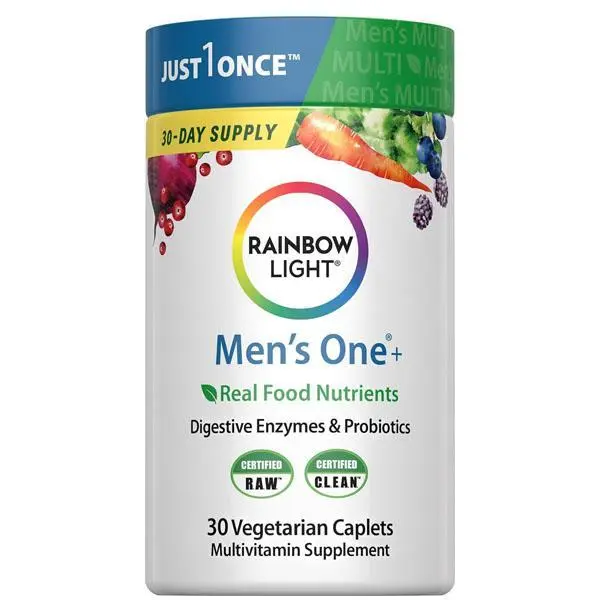 🔥 HOT SALE 51% OFF  Rainbow Light Mens Multivitamin – With Ashwagandha, Lycopene & Probiotics – Real Food Nutrients – 30Vegetarian Caplets