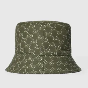 Pre-owned Gucci Shadow Jacquard Monogram Bucket Hat Green Size M