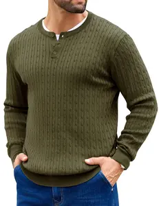 COOFANDY Men's Knit Henley Sweater Long Sleeve Button Down Fall Sweaters and Pullovers