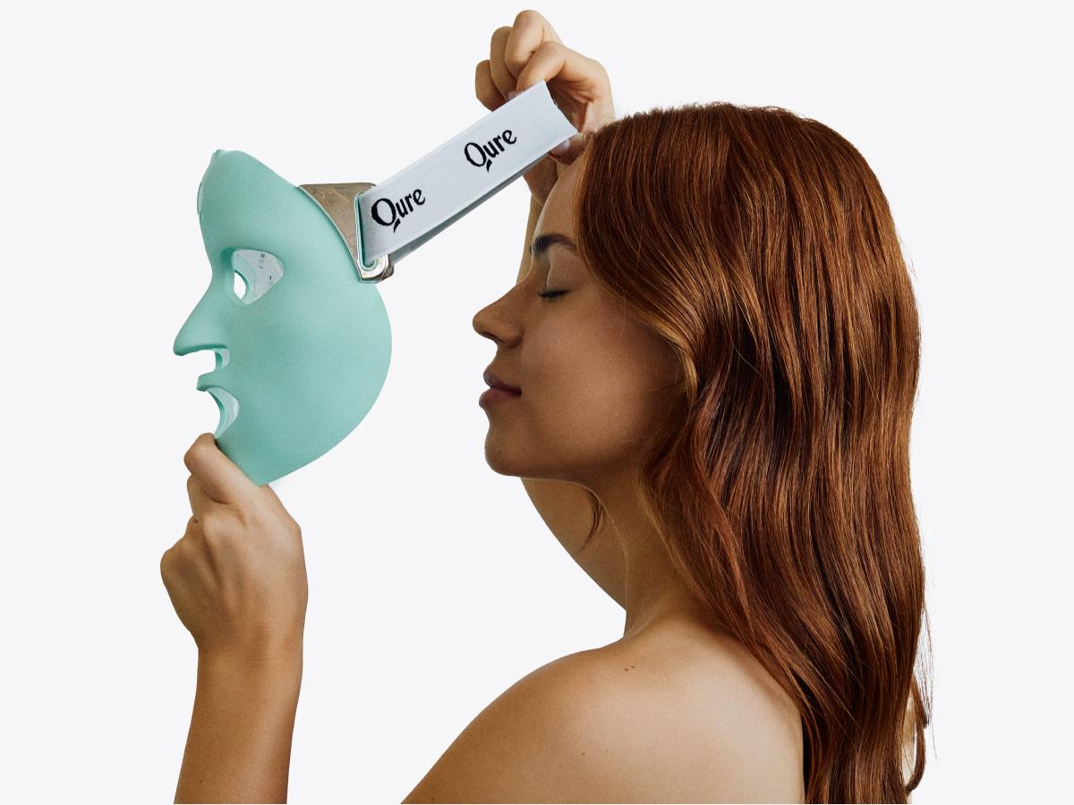 Qure LED Light Therapy Mask for Face - FDA Cleared for Wrinkles & Acne Treatment with 3 Modes, 5 Facial Areas &  5 Lights: Red, Deep-Red, Blue, Amber & Infrared, 3-Min Daily, Eye-Protection, Smart App