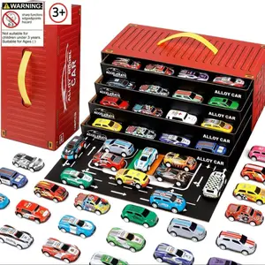 Mini Car Map Gift Box Set, Alloy Racing Toy, Spring Action, Suitable for Kids over 3 Years, Birthday Present, Christmas Gift