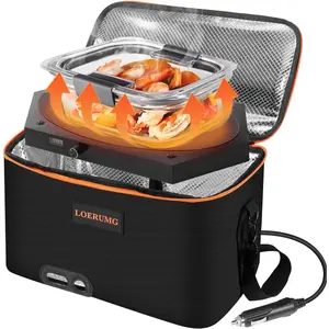 Heated Box Food Warmer, 14'' x 8'' Personal Heated Oven, Box for Cooking, Reheating Food for Work,, Camping, Fishing, & Car or Truck Trips