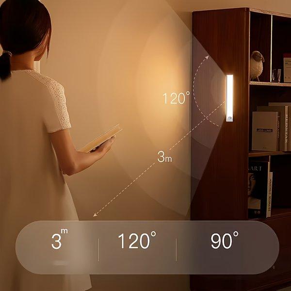 LED Motion Sensor Cabinet Lights USB Rechargeable Dimmable 3 Modes Wireless Night Light for Bedroom Stair Kitchen Office Bedside Cabinet Lighting