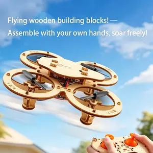 DIY Wooden Building Blocks Flying, Drone Model Kit Plane Toy, Remote Control RCAircraft Training, stunt flip Assembly Quadcopter, Mini Drone Model (1PC)A small gift for a friend.A gift for a child,Teacher appreciation gifts 2026,Boyfriend birthday gift Di