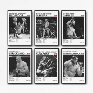 Six-Piece Boxing Poster Set UFC Wall Art Legendary Retro Combat MMA Brazilian Fighter Modern Home Bedroom Decor Poster Art Design Decor